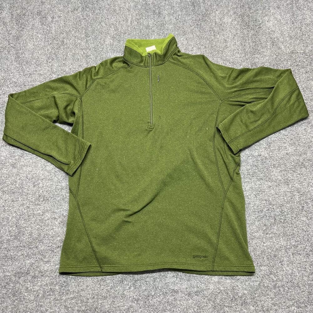 Patagonia Capilene Pullover Mens XL Green 1/4 Zip Long Sleeve Base Layer